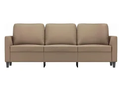 Sofá de 3 lugares 180 cm couro artificial cor cappuccino