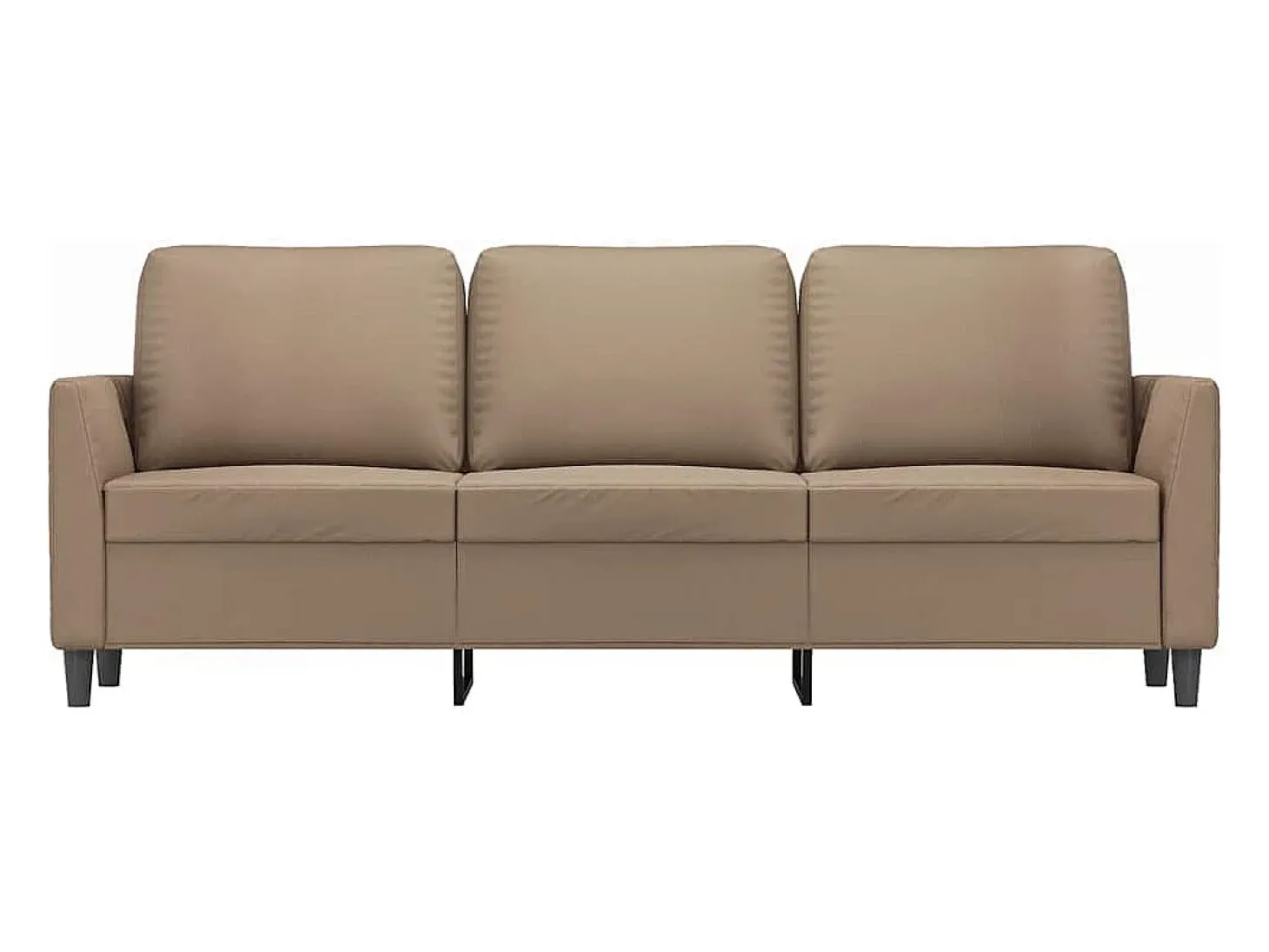 Sofá de 3 lugares 180 cm couro artificial cor cappuccino