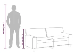 Sofá de 2 lugares 140 cm couro artificial cinza