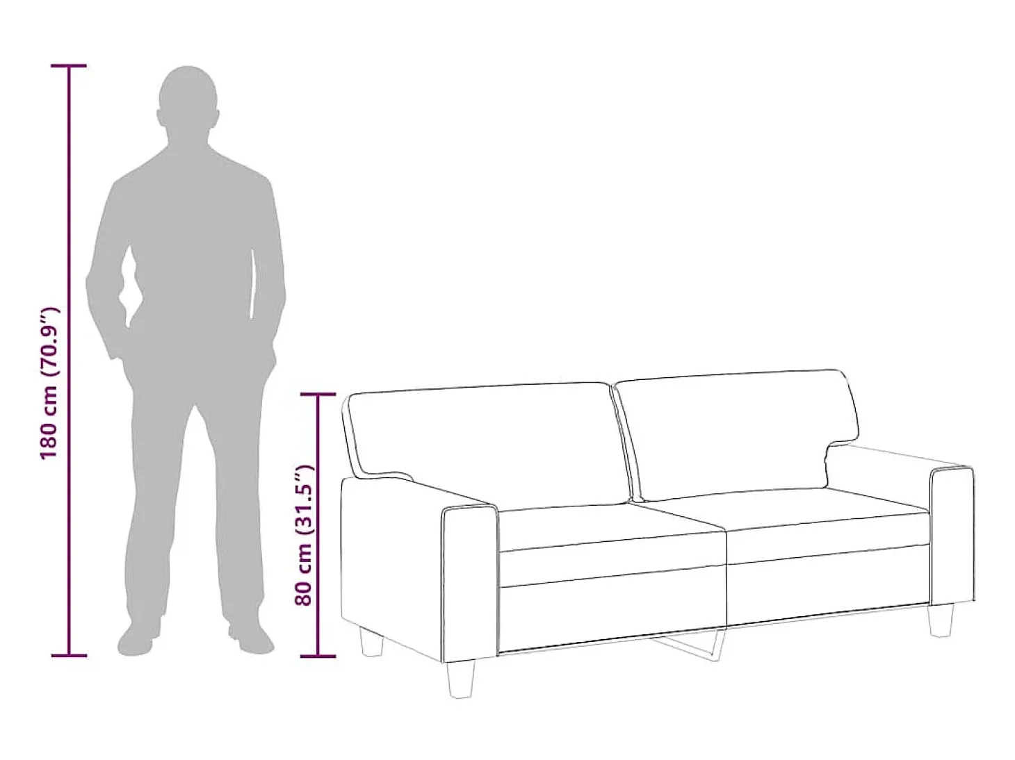 Sofá de 2 lugares 140 cm couro artificial cinza