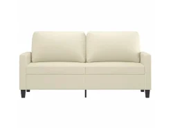 Sofá de 2 lugares 140 cm couro artificial cor creme PT916474
