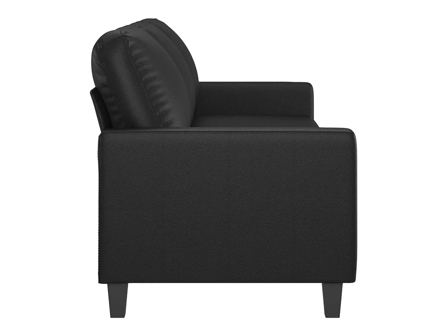 Sofá de 3 lugares 180 cm couro artificial preto
