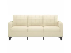Sofá de 3 lugares 180 cm couro artificial cor creme PT965503