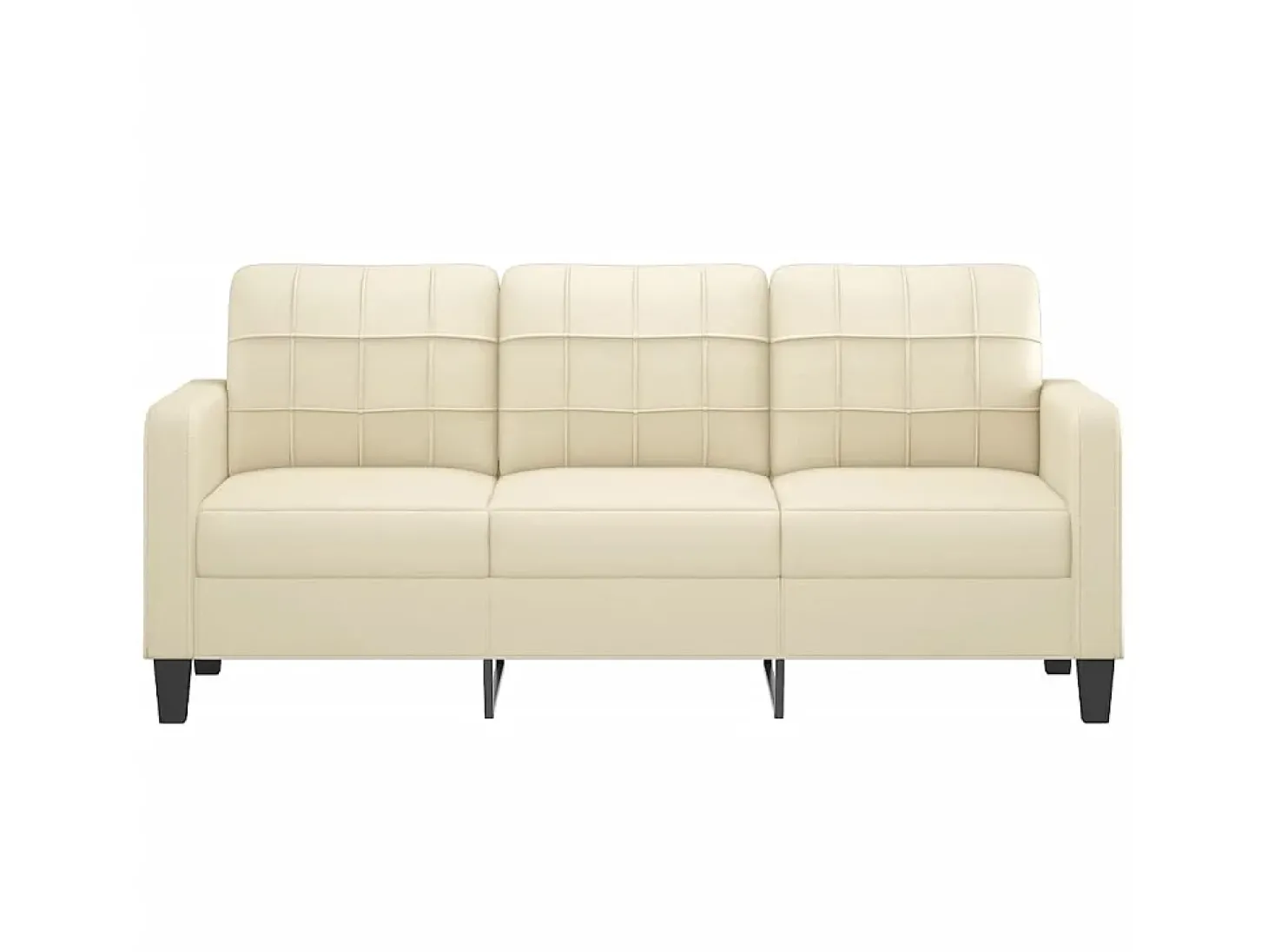 Sofá de 3 lugares 180 cm couro artificial cor creme PT965503
