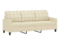 Sofá de 3 lugares 180 cm couro artificial cor creme PT965503