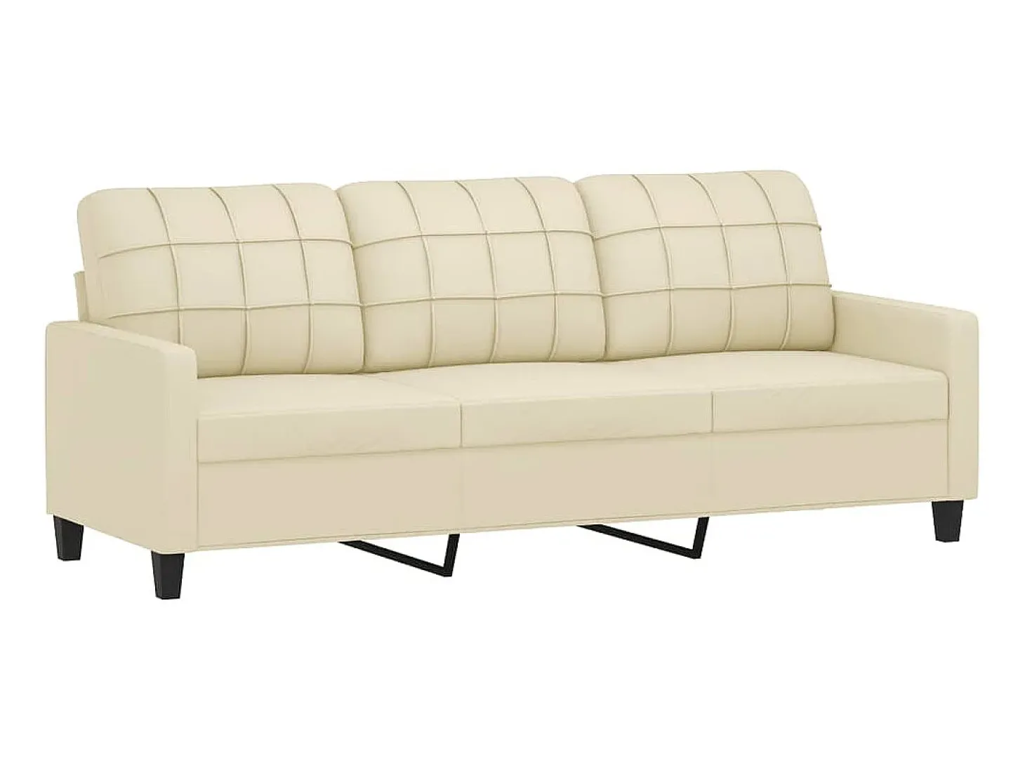 Sofá de 3 lugares 180 cm couro artificial cor creme PT965503