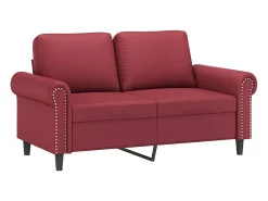 Sofá de 2 lugares 120 cm couro artificial vermelho tinto PT118553