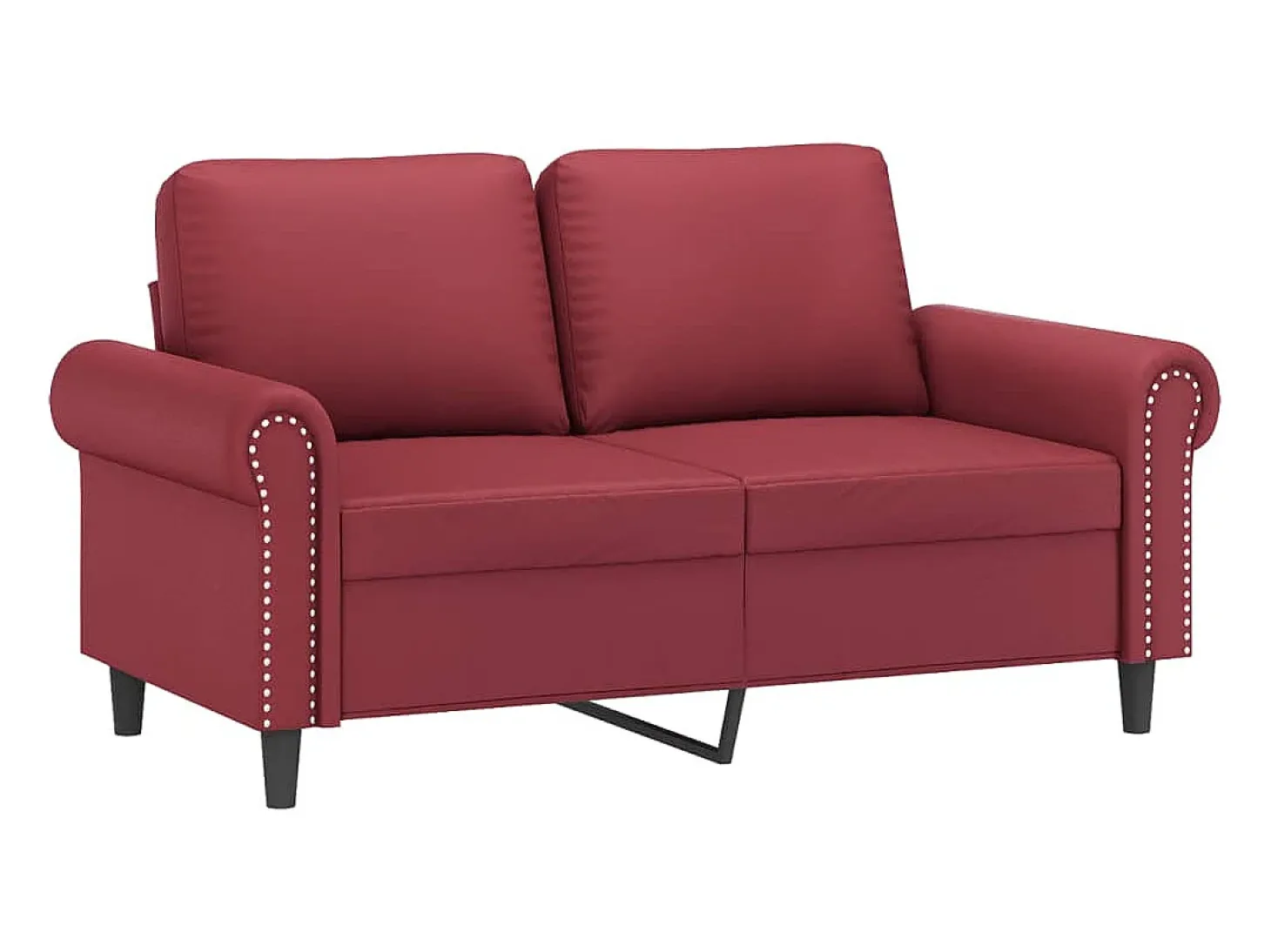 Sofá de 2 lugares 120 cm couro artificial vermelho tinto PT118553