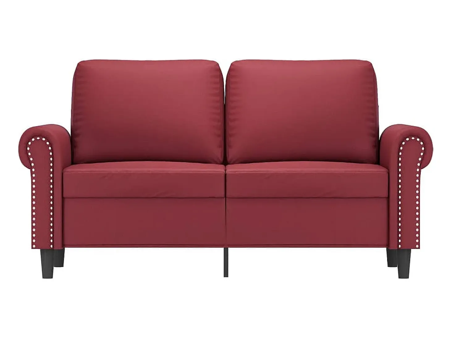 Sofá de 2 lugares 120 cm couro artificial vermelho tinto PT118553