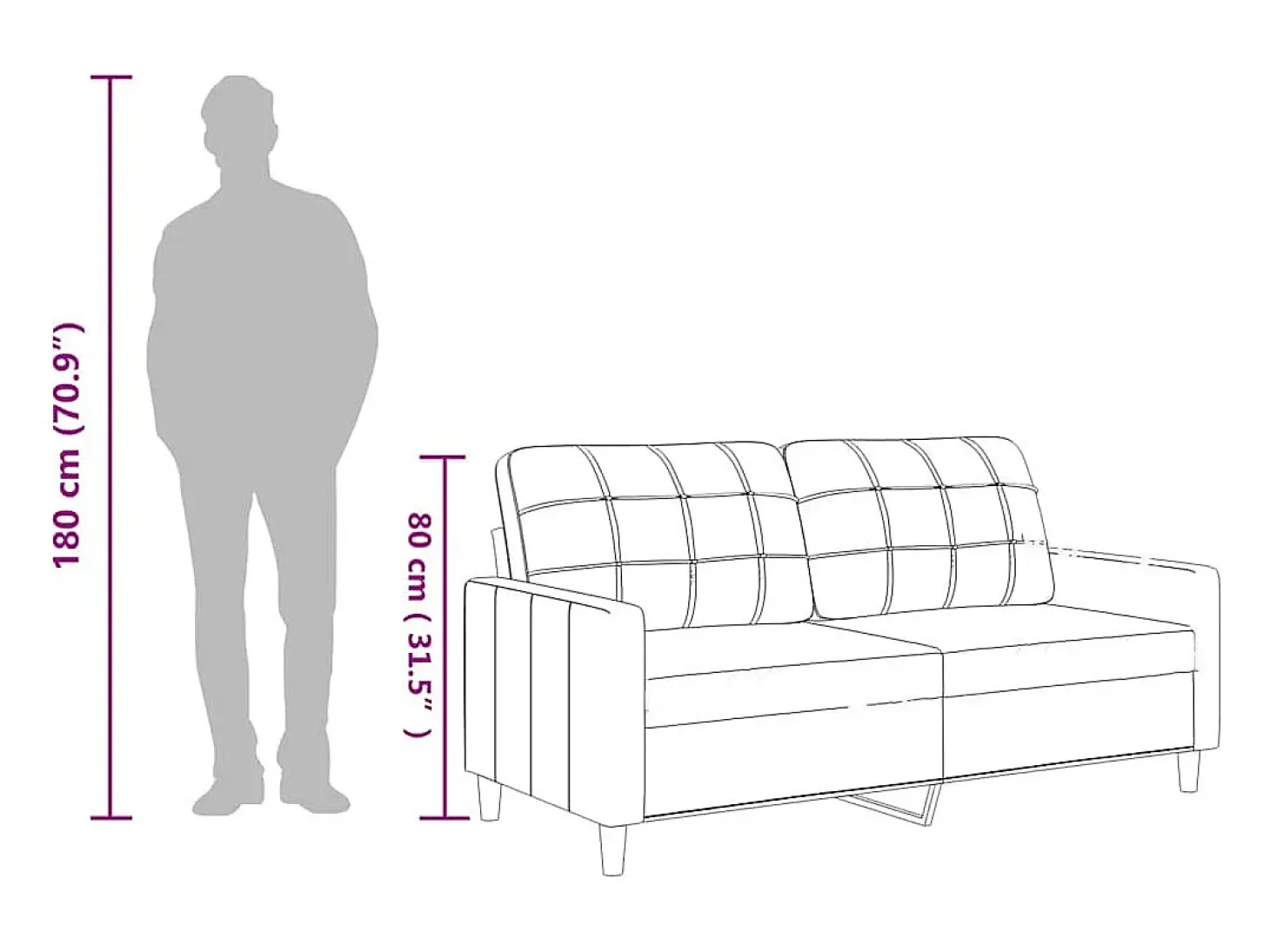 Sofá de 2 lugares 140 cm couro artificial cor cappuccino