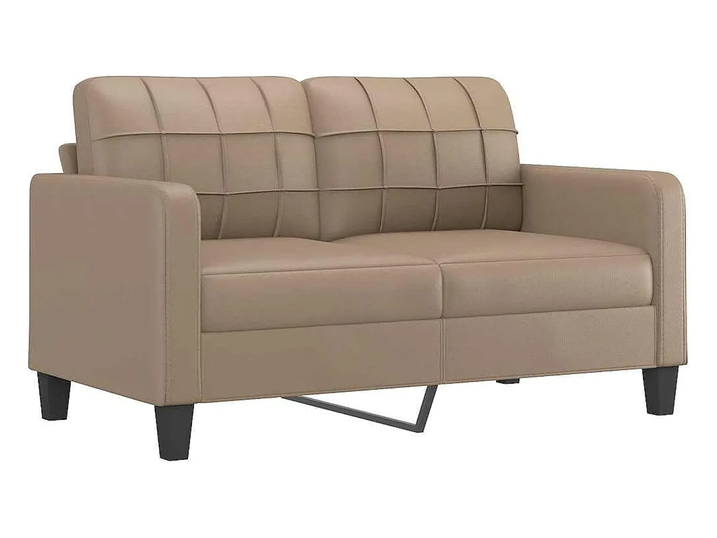 Sofá de 2 lugares 140 cm couro artificial cor cappuccino