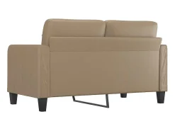Sofá de 2 lugares 140 cm couro artificial cor cappuccino