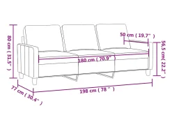 Sofá de 3 lugares 180 cm couro artificial cinza
