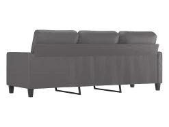 Sofá de 3 lugares 180 cm couro artificial cinza