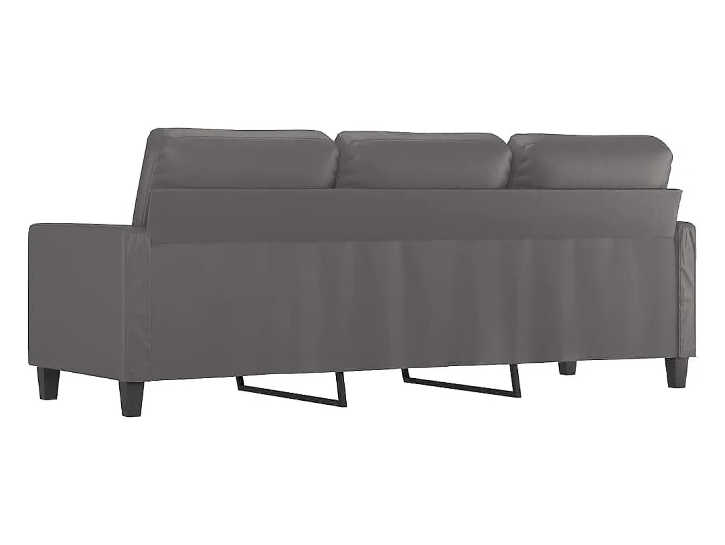 Sofá de 3 lugares 180 cm couro artificial cinza