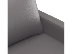 Sofá de 3 lugares 180 cm couro artificial cinza
