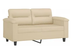 Sofá de 2 lugares 120 cm tecido de microfibra cor creme PT750233