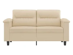 Sofá de 2 lugares 120 cm tecido de microfibra cor creme PT750233