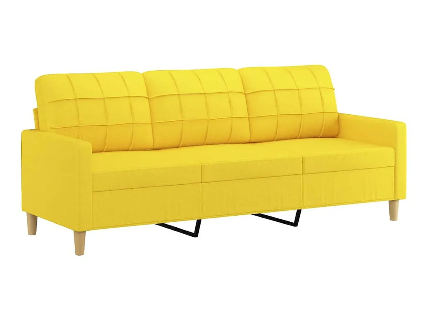 Sofá de 3 lugares 180 cm tecido amarelo-claro PT890248