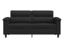 Sofá de 2 lugares 140 cm tecido de microfibra preto