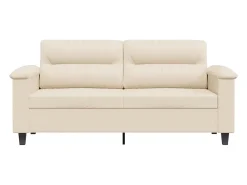 Sofá de 2 lugares 140 cm tecido de microfibra bege