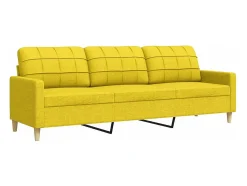 Sofá de 3 lugares 210 cm tecido amarelo-claro