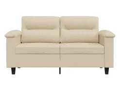 Sofá de 2 lugares 120 cm tecido de microfibra cor creme