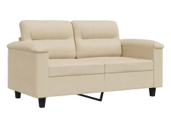 Sofá de 2 lugares 120 cm tecido de microfibra cor creme