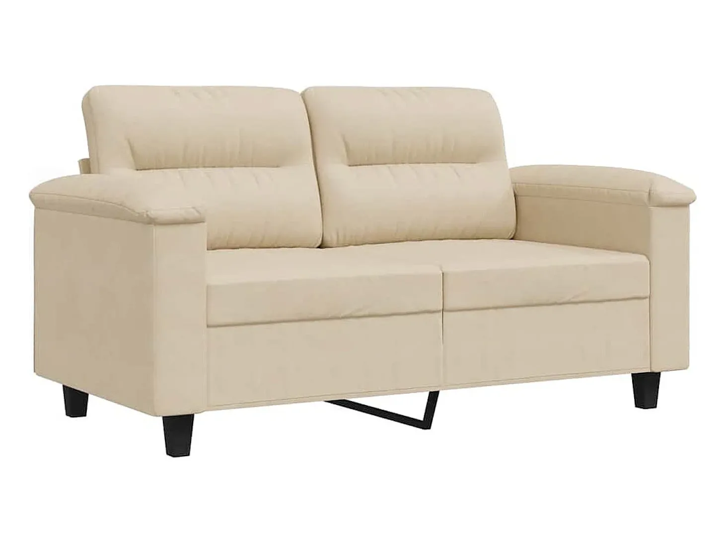 Sofá de 2 lugares 120 cm tecido de microfibra cor creme