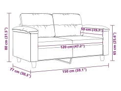 Sofá de 2 lugares 120 cm tecido de microfibra cor creme