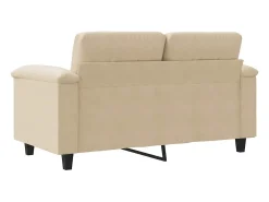 Sofá de 2 lugares 120 cm tecido de microfibra cor creme
