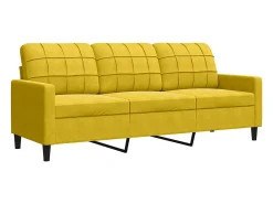 Sofá de 3 lugares 180 cm veludo amarelo