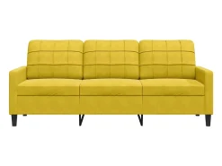 Sofá de 3 lugares 180 cm veludo amarelo