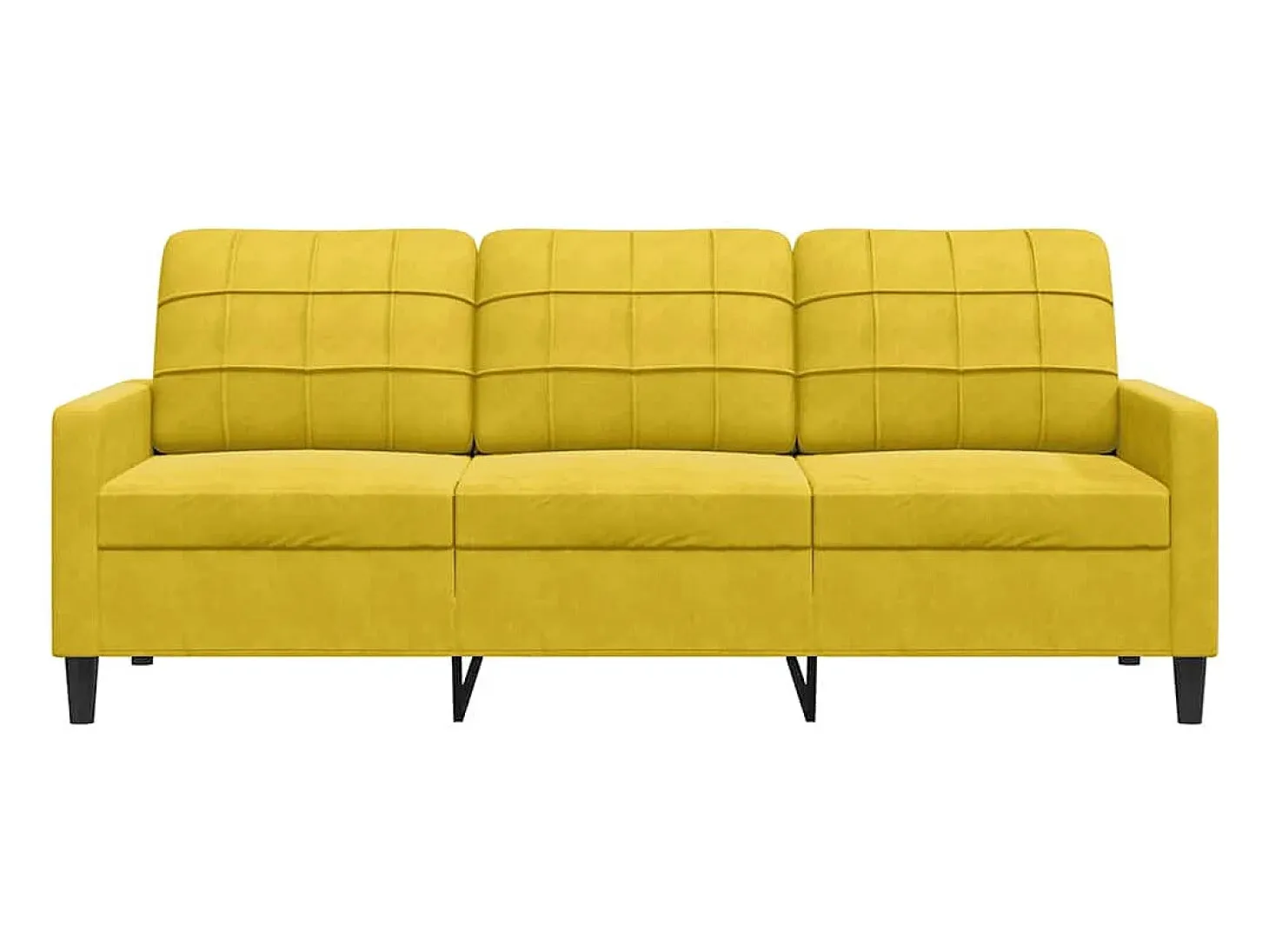 Sofá de 3 lugares 180 cm veludo amarelo