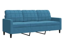 Sofá de 3 lugares 180 cm veludo azul PT105100