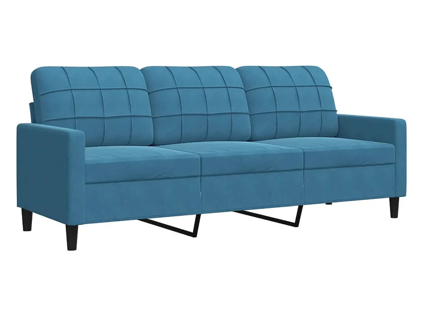 Sofá de 3 lugares 180 cm veludo azul PT105100