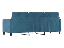 Sofá de 3 lugares 180 cm veludo azul PT403483