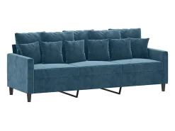 Sofá de 3 lugares 180 cm veludo azul