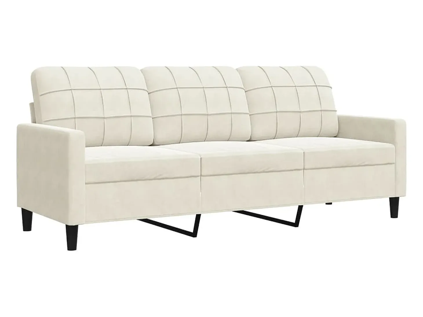 Sofá de 3 lugares 180 cm veludo cor creme PT297673