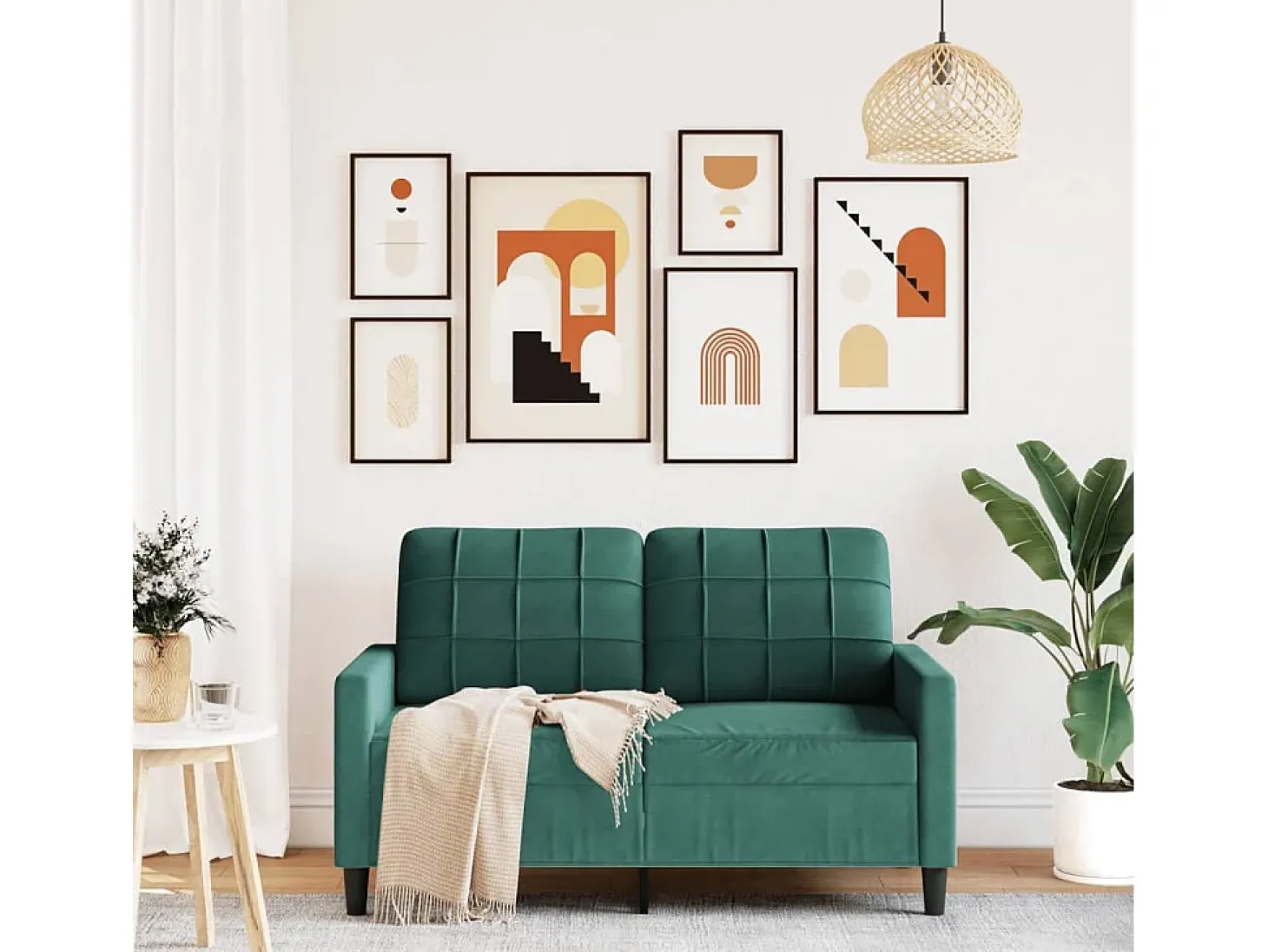 Sofá de 2 lugares 120 cm veludo verde-escuro PT519755