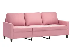 Sofá de 3 lugares 180 cm veludo rosa PT212540