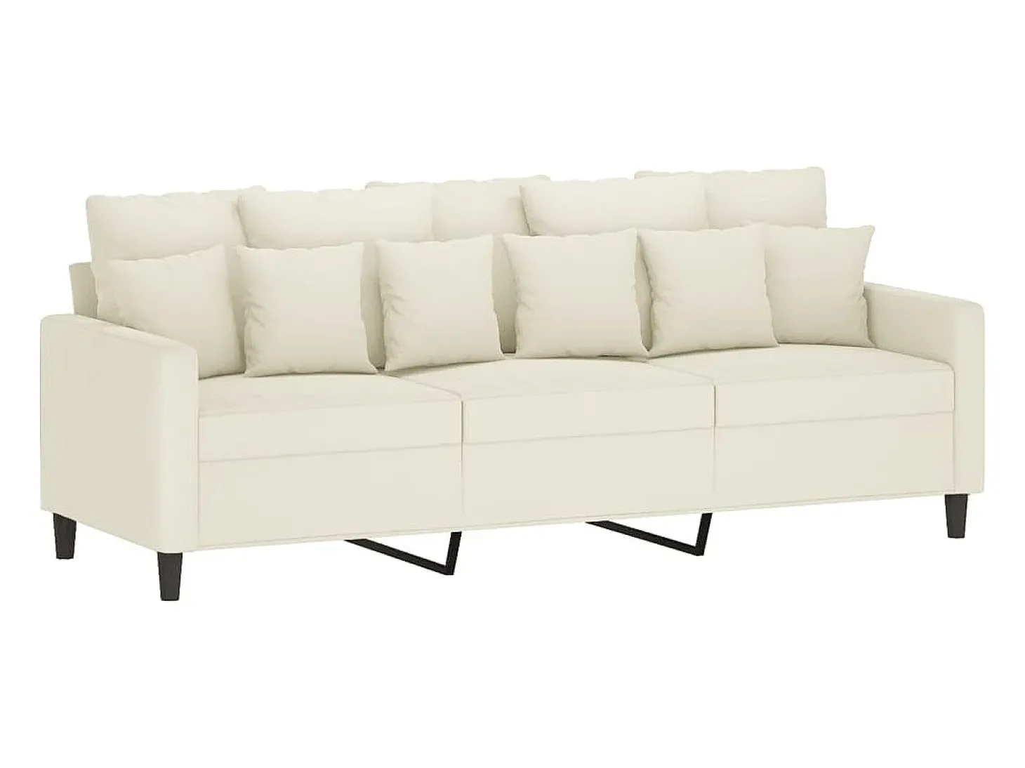 Sofá de 3 lugares 180 cm veludo cor creme PT243846