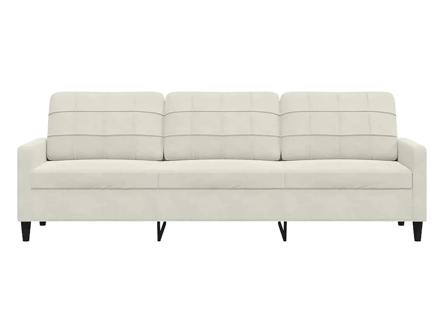 Sofá de 3 lugares 210 cm veludo cor creme