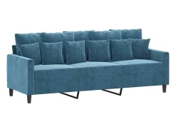 Sofá de 3 lugares 180 cm veludo azul PT691193