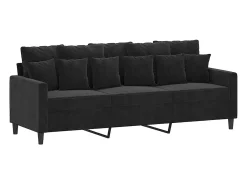 Sofá de 3 lugares 180 cm veludo preto