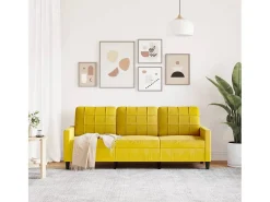 Sofá de 3 lugares 180 cm veludo amarelo PT755402