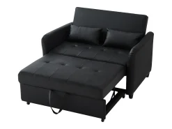 Sofá de 2 lugares - Sofá com encosto ajustável em três posições e função de cama - PU preto