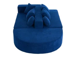 Sofá de 5 lugares – Sofá segmentado com 6 almofadas e apoios de braços – chenille azul