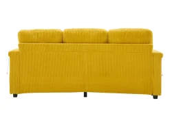 Sofá de 4 lugares amarelo - Sofá de canto com iluminação LED e apoio para os pés com compartimento - suporte para copos e bolsos laterais - bombazine