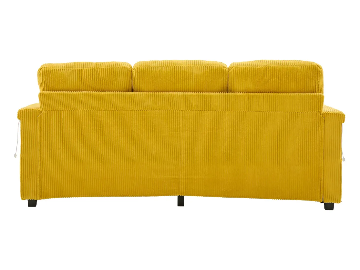 Sofá de 4 lugares amarelo - Sofá de canto com iluminação LED e apoio para os pés com compartimento - suporte para copos e bolsos laterais - bombazine